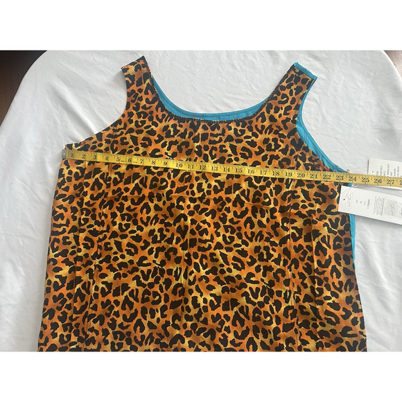 Diane Gilman Silk Animal Print Sequin Tank Top Womens Size 1X Blue Brown NWT - Picture 5 of 6
